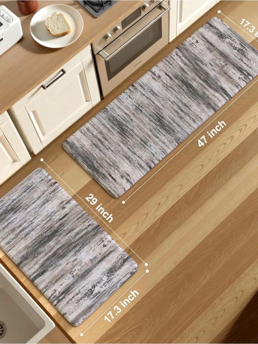 Gray Abstract Memory Foam Kitchen Runner
